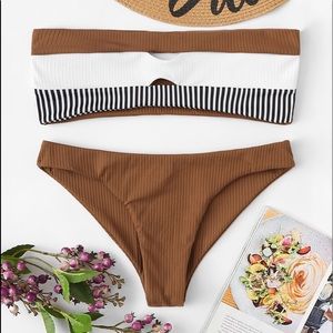 color block ribbed bikini